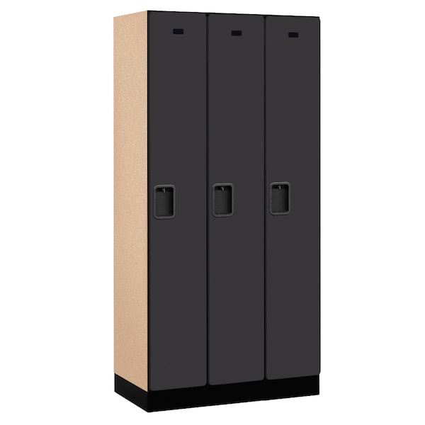 Wardrobe Locker, 36" W, 18" D, 76" H, (3) Wide, (3) Openings, Black